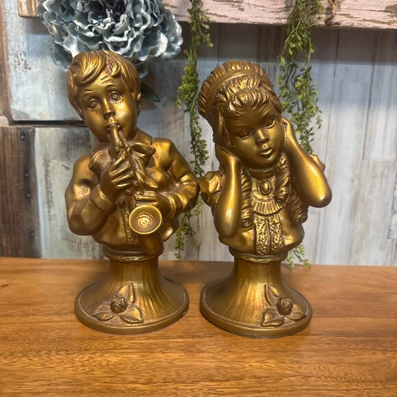 Vintage 1971 Universal Statuary Boy & Girl Busts by U. Kendrick - Picture 1 of 7